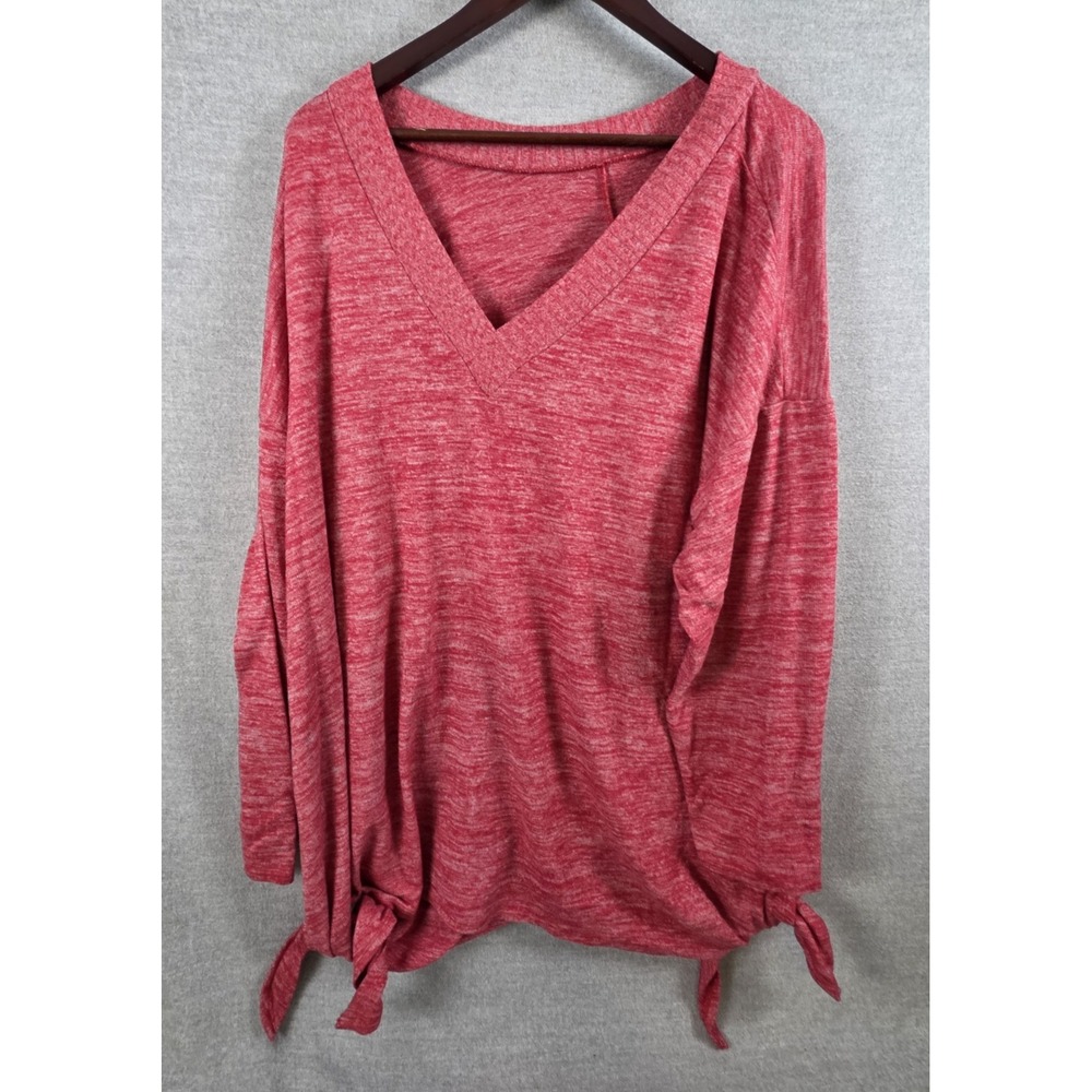 Torrid Super Soft Sweater Plush 3X Red Heather V Neck Long Sleeve Flowy Comfort